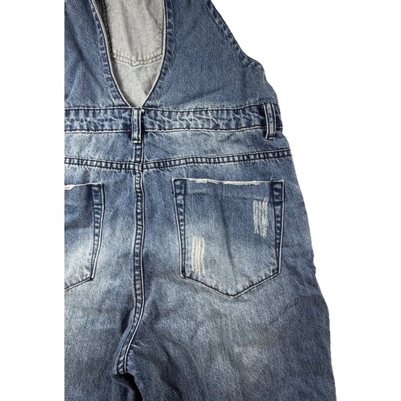Womens Distressed Denim Overalls Ripped Blue Jeans Bib Jumpsuit Small - Picture 8 of 11